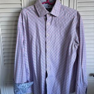 Men's Pink and Blue Checkered Shirt